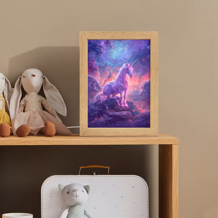 Eenhoorn - Fantasy - Kasteel - Meisje - Paars - Roze Light Box met kabel klein -sfeer2_kind