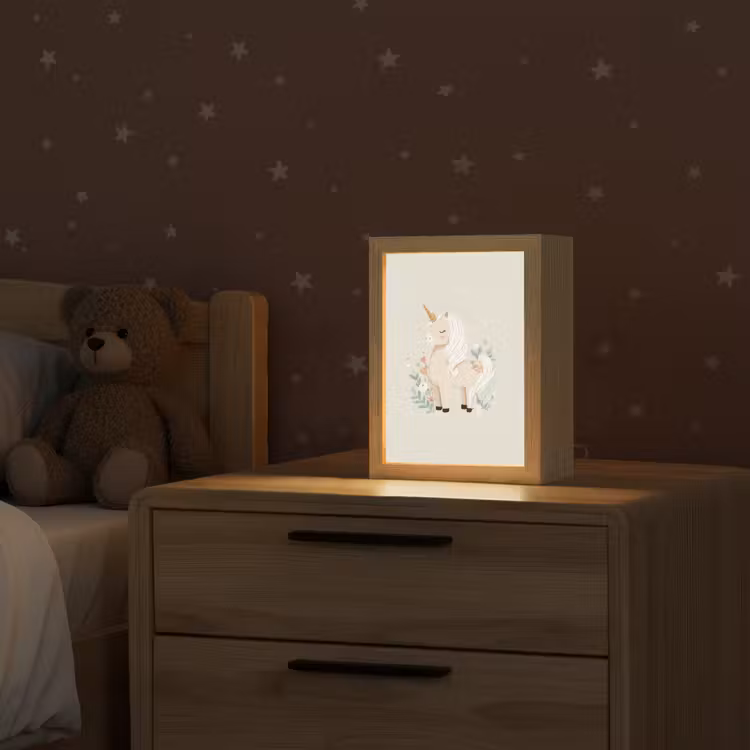 Eenhoorn - Bloemen - Beige Light Box met kabel klein -sfeer1_kind