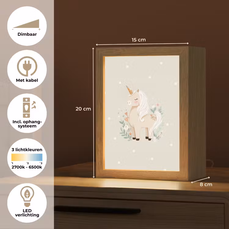 Eenhoorn - Bloemen - Stippen Light Box met kabel klein -USP_NL