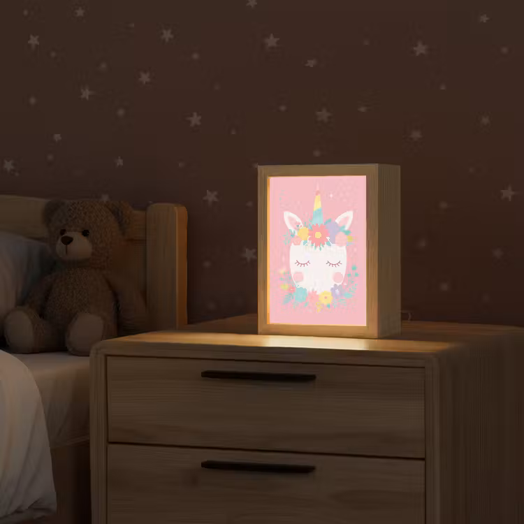 Eenhoorn - Bloemen - Roze Light Box met kabel klein -sfeer1_kind