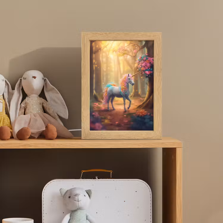 Eenhoorn - Bos - Kleurrijk - Bloemen - Meiden Light Box met kabel klein -sfeer2_kind
