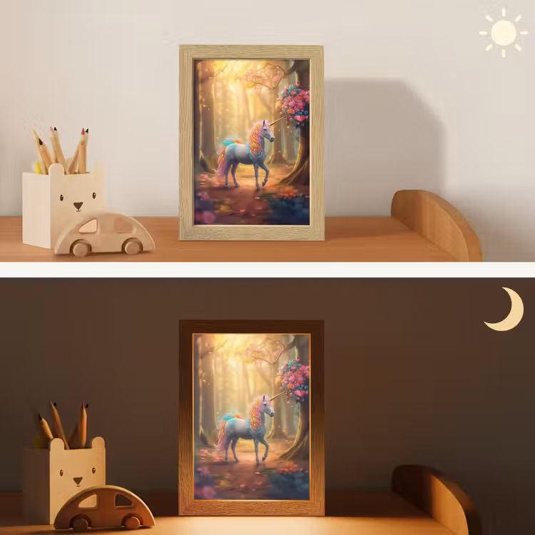 Eenhoorn - Bos - Kleurrijk - Bloemen - Meiden Light Box met kabel klein -sfeer3_kind