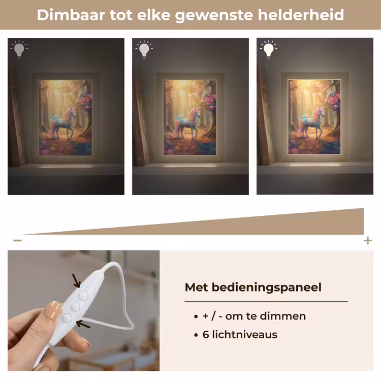 Eenhoorn - Bos - Kleurrijk - Bloemen - Meiden Light Box met kabel klein -USP_dimbaarNL