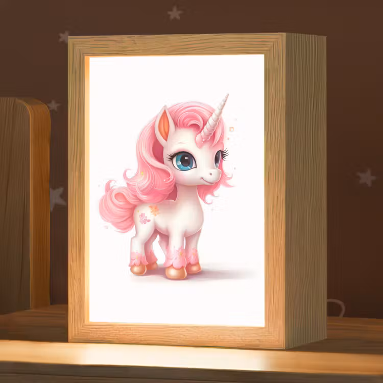 Unicorn - Meisjes - Kinderen - Eenhoorn - Roze Light Box met kabel klein -zzz_3d_website