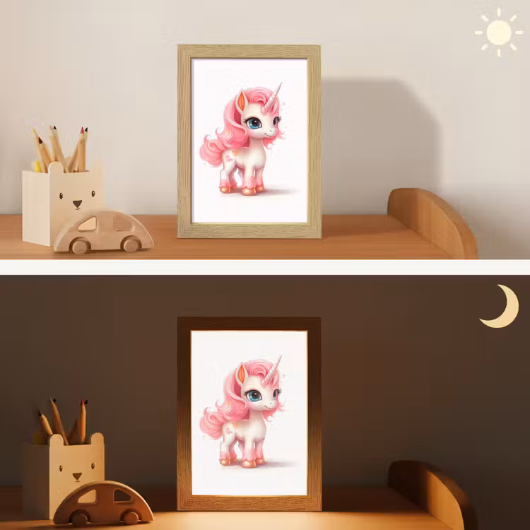 Unicorn - Meisjes - Kinderen - Eenhoorn - Roze Light Box met kabel klein -sfeer3_kind