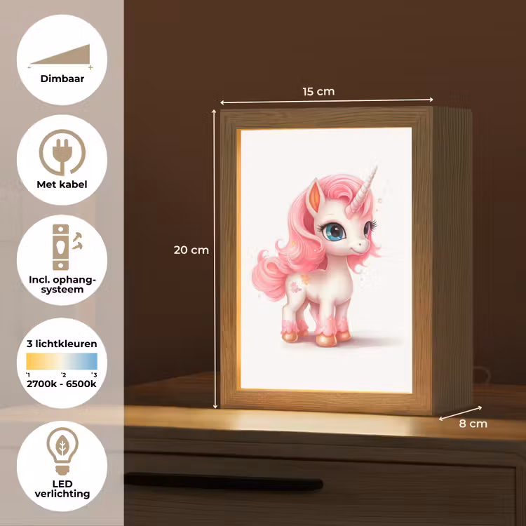 Unicorn - Meisjes - Kinderen - Eenhoorn - Roze Light Box met kabel klein -USP_NL