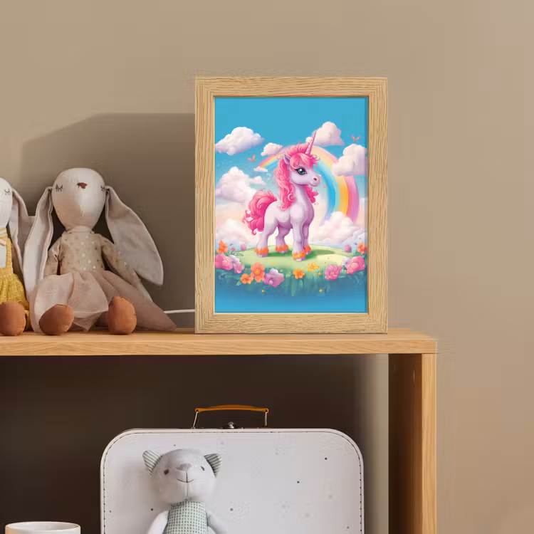 Unicorn - Meisjes - Bloemen - Regenboog - Eenhoorn Light Box met kabel klein -sfeer2_kind