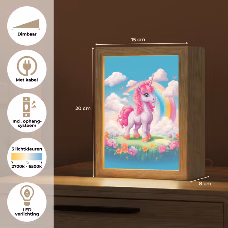 Unicorn - Meisjes - Bloemen - Regenboog - Eenhoorn Light Box met kabel klein -USP_NL