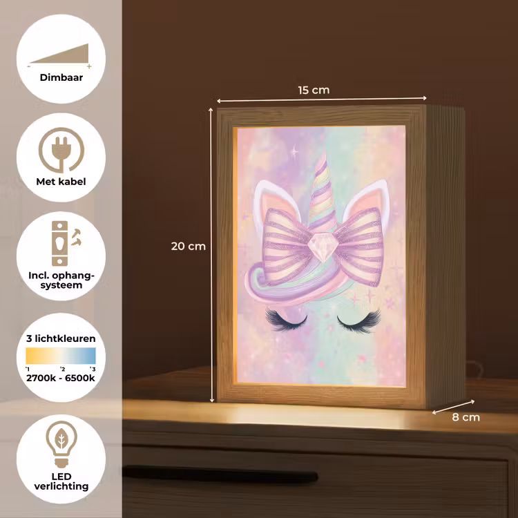 Eenhoorn - Glitters - Regenboog - Pastel Light Box met kabel klein -USP_NL