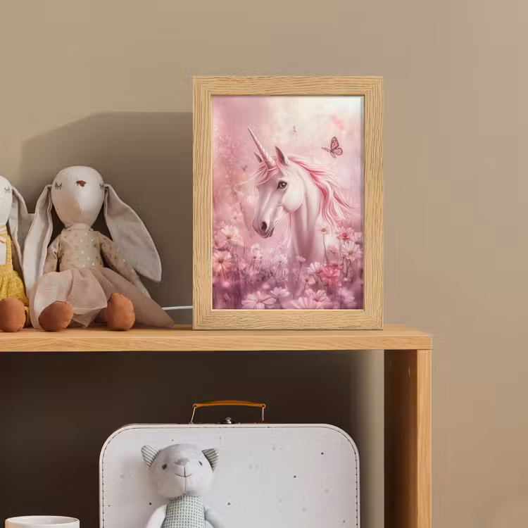 Eenhoorn - Roze - Vlinders - Bloemen Light Box met kabel klein -sfeer2_kind