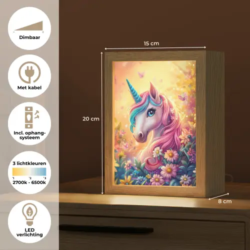 Eenhoorn - Roze - Kleurrijk - Sprookjesbos Light Box met kabel klein -USP_NL