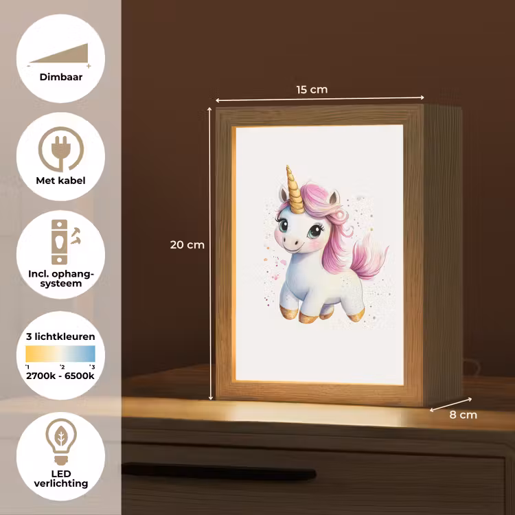 Eenhoorn - Roze - Magie Light Box met kabel klein -USP_NL