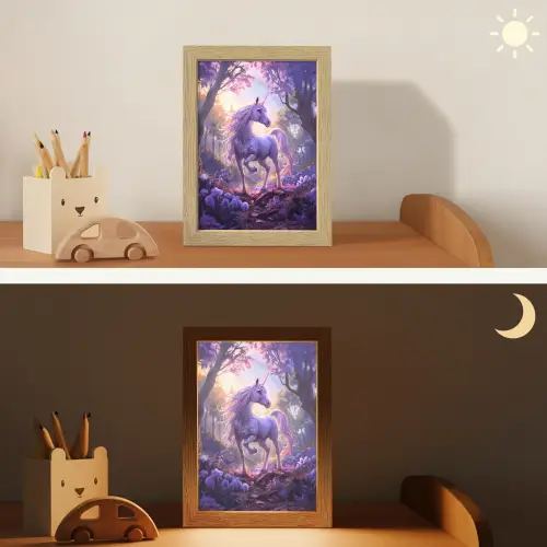 Eenhoorn - Paars - Sprookje - Fantasy dier Light Box met kabel klein -sfeer3_kind