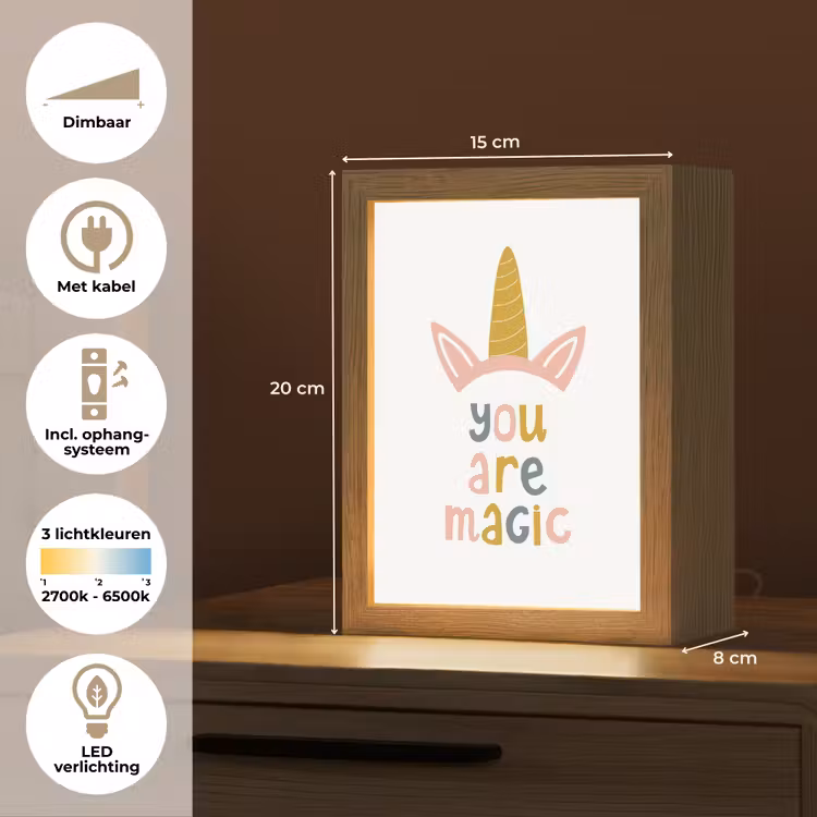 Eenhoorn - Quote - Roze - 'You are magic' Light Box met kabel klein -USP_NL