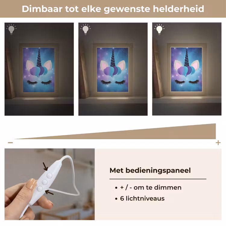 Eenhoorn - Sterren - Blauw Light Box met kabel klein -USP_dimbaarNL