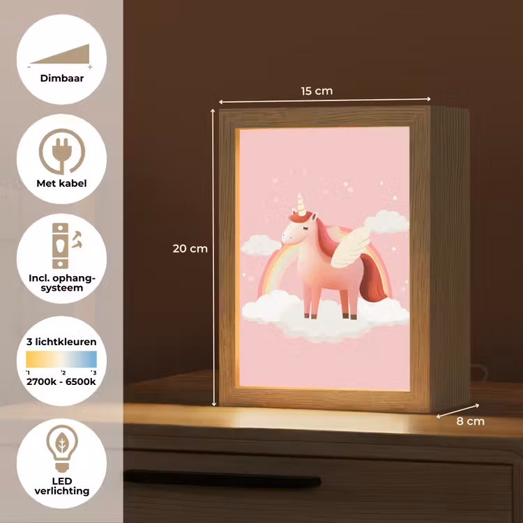 Eenhoorn - Vleugels - Roze - Regenboog Light Box met kabel klein -USP_NL