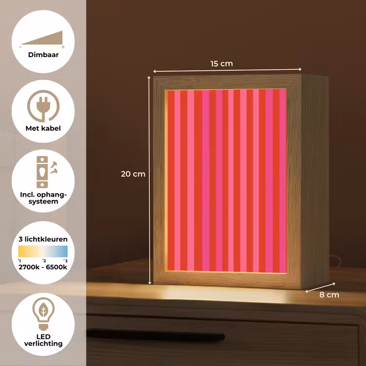 Verticaal - Strepen - Roze Light Box met kabel (Kinderlampje) klein 904 -USP_NL