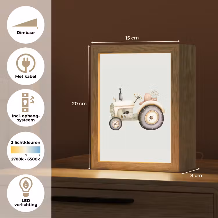 Vintage - Tractor - Pastel Light Box met kabel klein -USP_NL