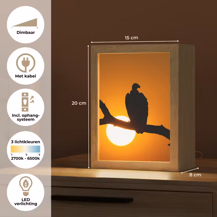Gier - Tak - Zon - Oranje Light Box met kabel (Kinderlampje) klein -USP_NL