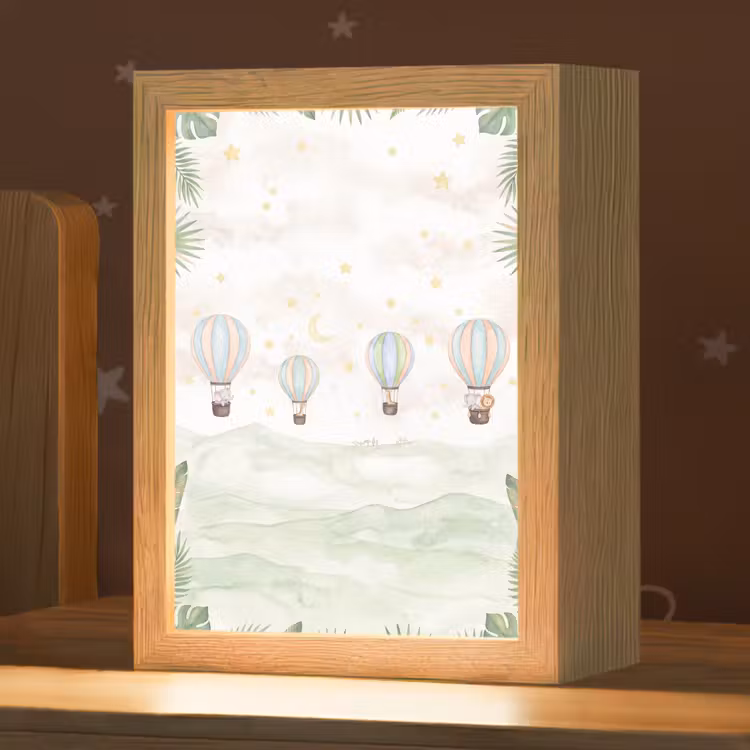 Aquarel - Luchtballonnen - Pastel Light Box met kabel (Kinderlampje) klein -zzz_3d_website