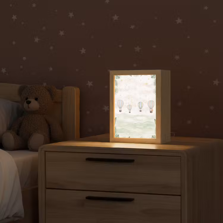 Aquarel - Luchtballonnen - Pastel Light Box met kabel (Kinderlampje) klein -sfeer1_kind