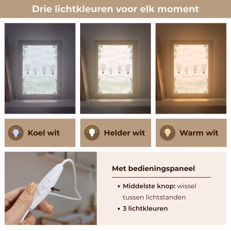Aquarel - Luchtballonnen - Pastel Light Box met kabel (Kinderlampje) klein -USP_lichtkleurNL