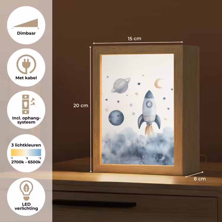Waterverf - Planeten - Sterren - Raket Light Box met kabel klein -USP_NL