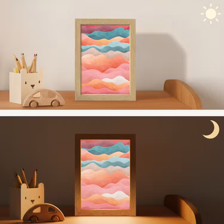 Golven - Kleurrijk - Abstract Light Box met kabel klein -sfeer3_kind