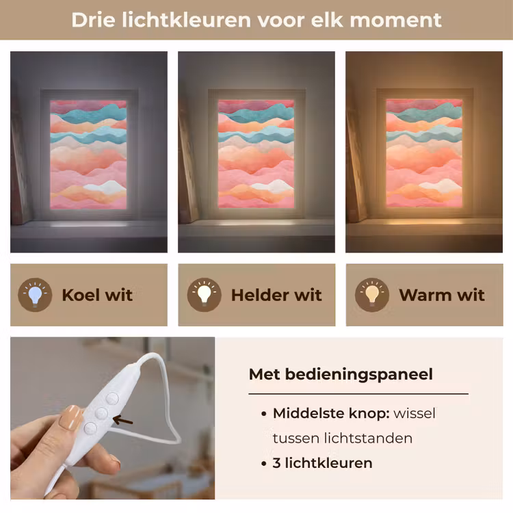 Golven - Kleurrijk - Abstract Light Box met kabel klein -USP_lichtkleurNL
