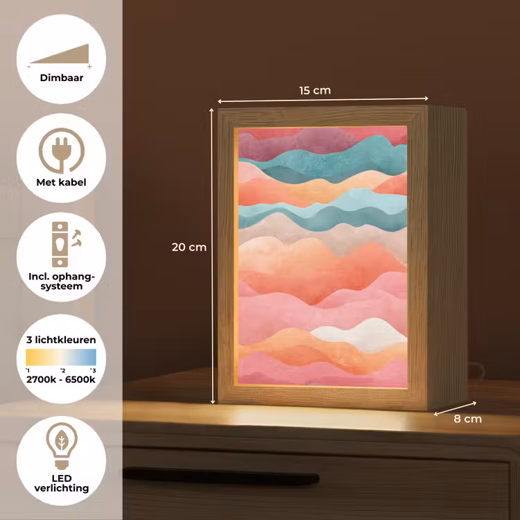 Golven - Kleurrijk - Abstract Light Box met kabel klein -USP_NL