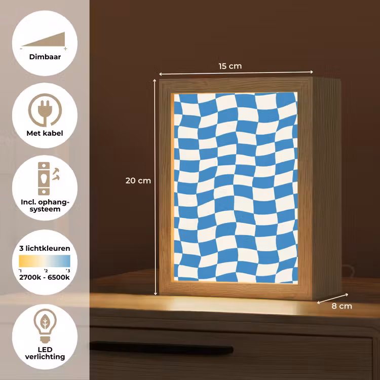Golvend - Patroon - Blauw Light Box met kabel (Kinderlampje) klein 904 -USP_NL