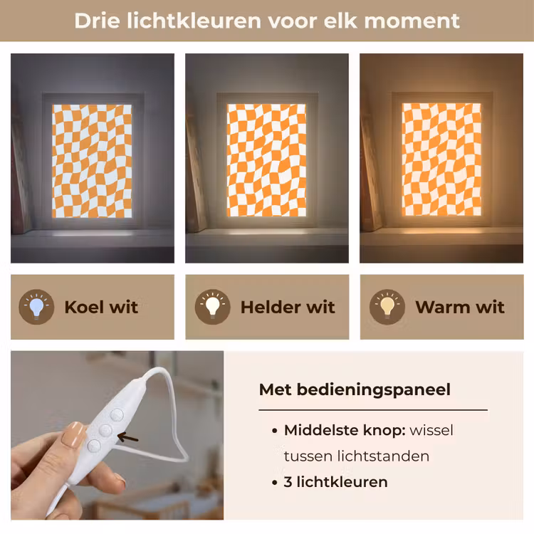 Golvend - Patroon - Oranje Light Box met kabel (Kinderlampje) klein 904 -USP_lichtkleurNL