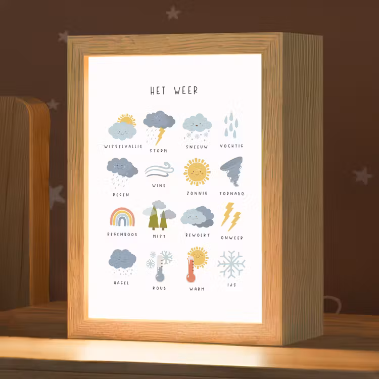 Het weer - Leren voor kinderen - Educatief - Regenboog - Zon Light Box met kabel klein -zzz_3d_website