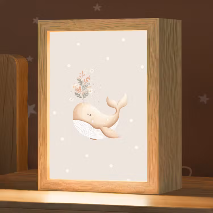 Walvis - Minimalistisch - Bloemen - Stippen Light Box met kabel klein -zzz_3d_website