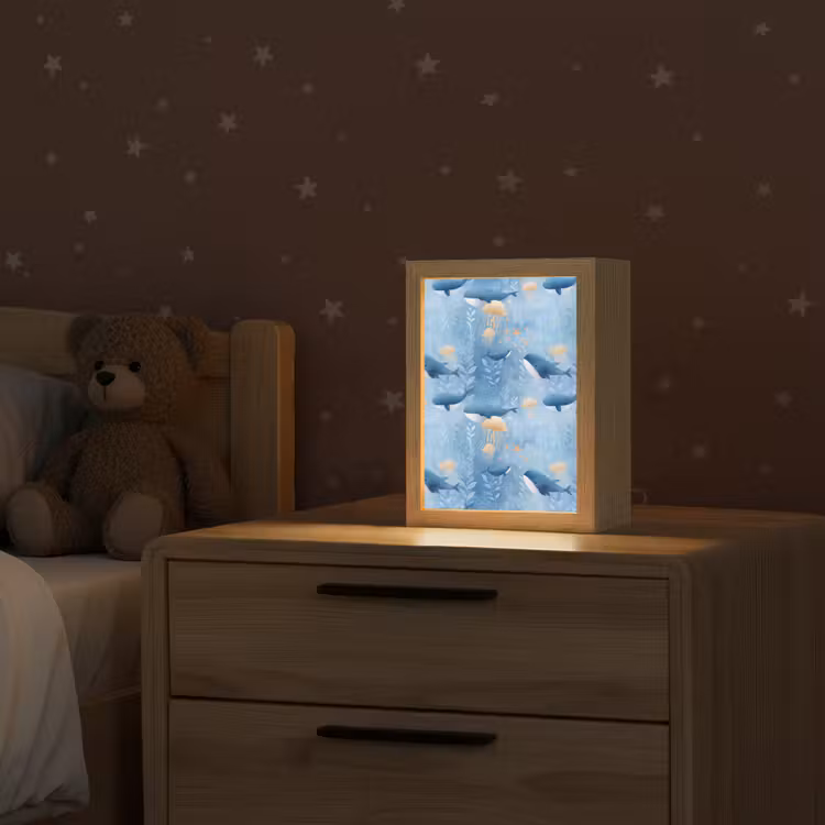 Walvissen - Oceaan - Blauw Light Box met kabel (Kinderlampje) klein 904 -sfeer1_kind