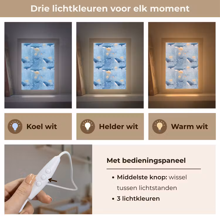 Walvissen - Oceaan - Blauw Light Box met kabel (Kinderlampje) klein 904 -USP_lichtkleurNL