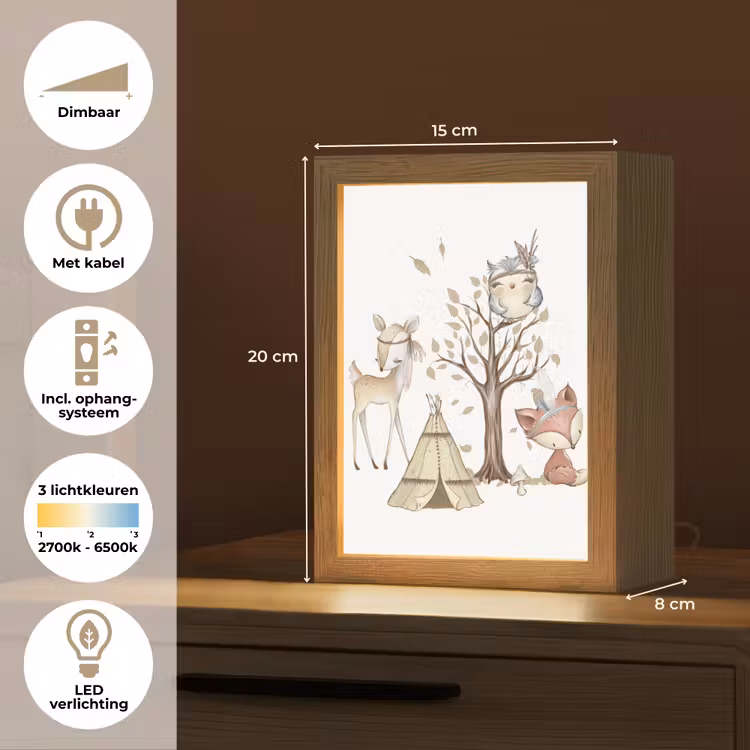 Wilde dieren - Bos - Illustratie Light Box met kabel klein -USP_NL