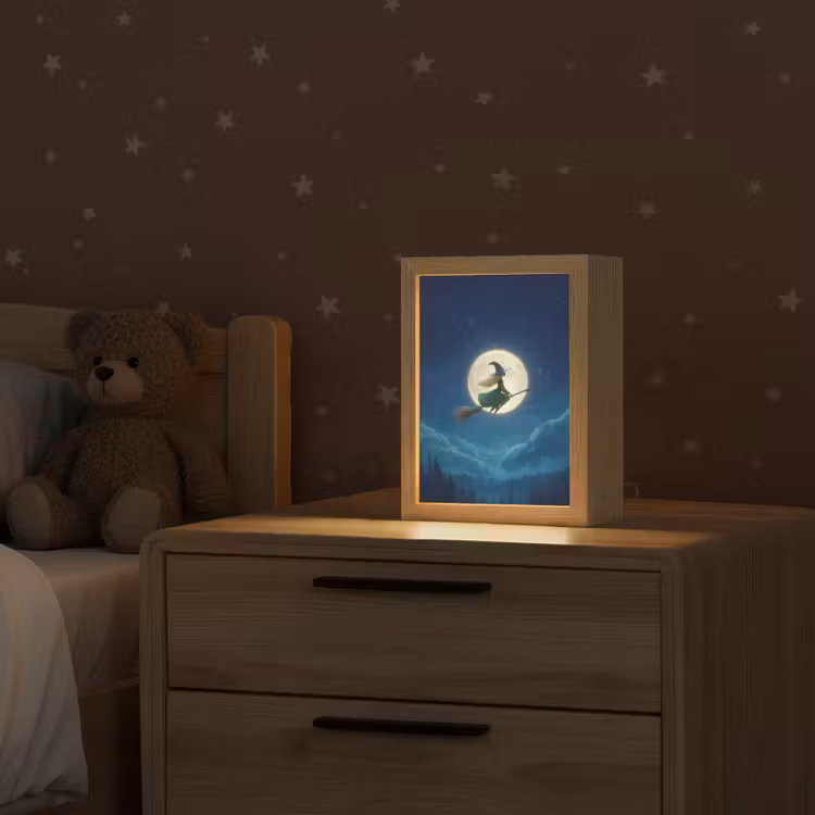 Heks - Volle maan - Sterrenhemel Light Box met kabel klein -sfeer1_kind