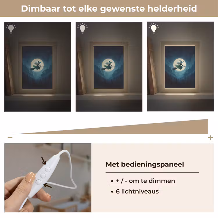 Heks - Maand - Bos - Magisch Light Box met kabel klein -USP_dimbaarNL