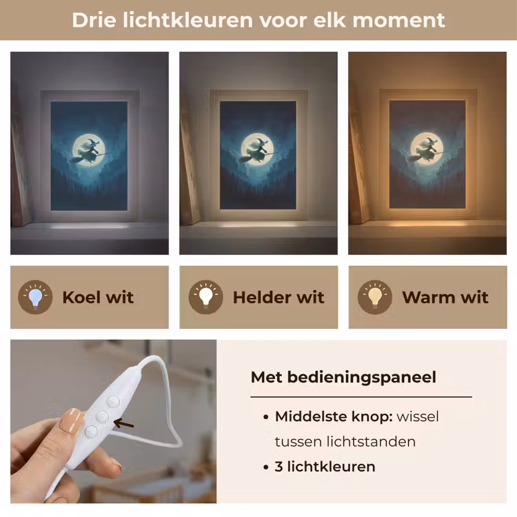 Heks - Maand - Bos - Magisch Light Box met kabel klein -USP_lichtkleurNL