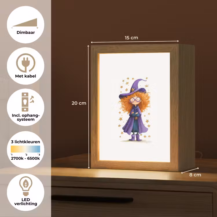 Toverheks - Sterren - Paars Light Box met kabel klein -USP_NL