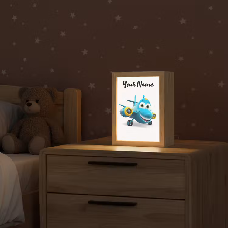 Vliegtuig - Blauw - Kinderen - Jongens Light Box met kabel (Kinderlampje) klein -sfeer1_kind