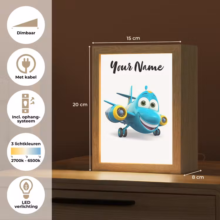 Vliegtuig - Blauw - Kinderen - Jongens Light Box met kabel (Kinderlampje) klein -USP_NL