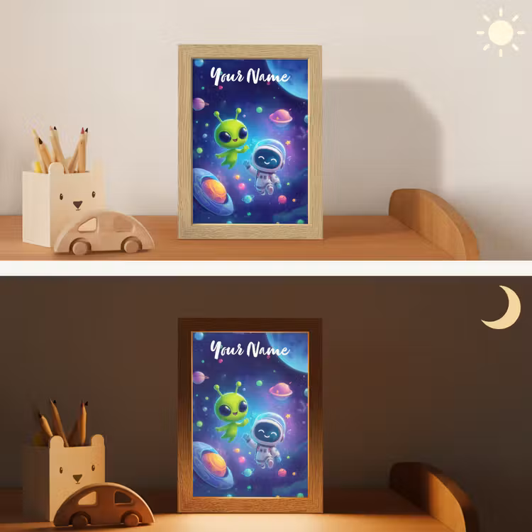 Alien - Astronaut - Ruimte - Planeten Light Box met kabel (Kinderlampje) klein -sfeer3_kind