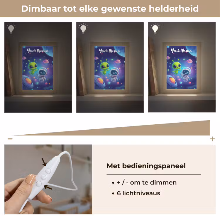Alien - Astronaut - Ruimte - Planeten Light Box met kabel (Kinderlampje) klein -USP_dimbaarNL