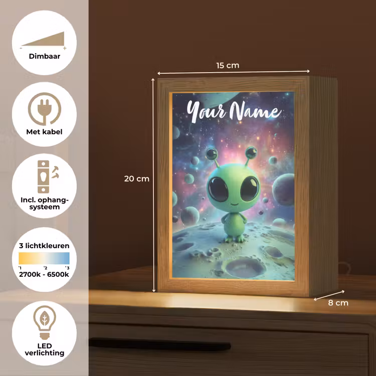 Alien - Groen - Planeten - Ruimte Light Box met kabel (Kinderlampje) klein -USP_NL