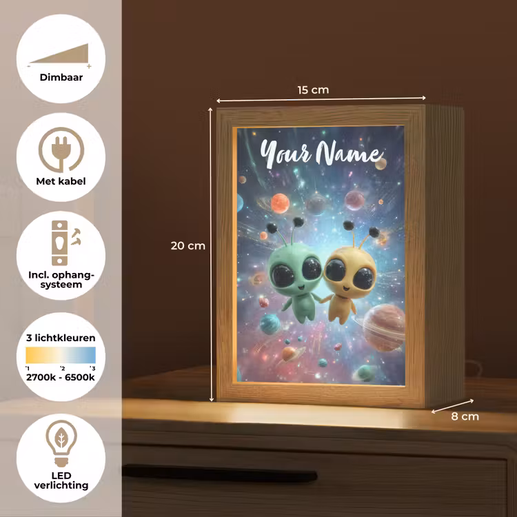 Aliens - Ruimte - Planeten Light Box met kabel (Kinderlampje) klein -USP_NL