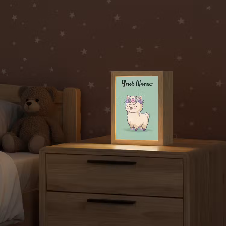 Alpaca - Bloemendiadeem - Groen Light Box met kabel (Kinderlampje) klein -sfeer1_kind