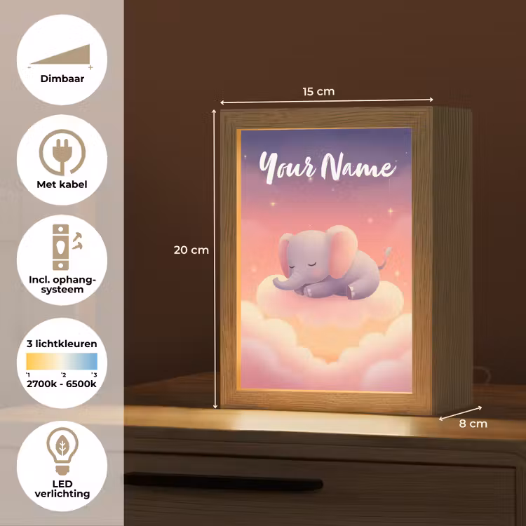 Dier - Roze - Wolken Light Box met kabel (Kinderlampje) klein -USP_NL