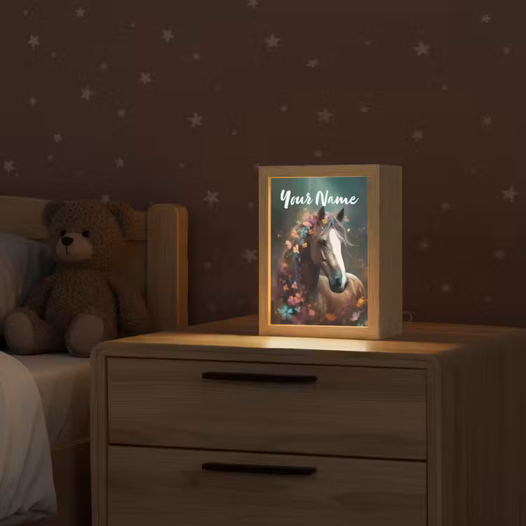 Dieren - Paard - Natuur - Vlinder - Bloemen Light Box met kabel (Kinderlampje) klein -sfeer1_kind